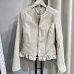 画像2: 裾ペプラムエコレザージャケット オフホワイト (2)