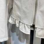 画像5: 裾ペプラムエコレザージャケット オフホワイト (5)