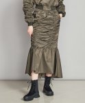 画像1: ナイロンツイルマーメイドスカート カーキ【double standard clothing】 (1)